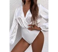 Body sottogiacca maglia camicia donna scollato bianco lucido slim elegante D214