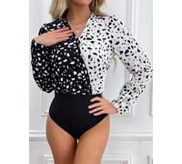 Body sottogiacca maglia camicia donna scollato bianco nero slim elegante D215