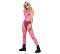 Body Stocking Senza Maniche Con Zip Neon Rosa Per Donne Sexy Da Festival