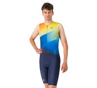 Body triathlon Castelli Free San Remo 3 Rosso Corsa senza maniche blu arancione - XL