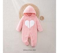 Body/Tutina Neonata con cappuccio, manica lunga, con disegno a cuore e colore a contrasto, in pile double-face, per la Festa di San Valentino 6-9M,9-12M,12-18M,18-24M,2-3Y,0-1M,1-3M,3-6MGeometrico,Col