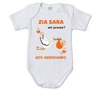 Body tutina neonato personalizzato per sorpresa zio zia sto arrivando - annuncio gravidanza - sopresa fratello o sorella - cicogna in arrivo - sopresa bambino in arrivo - colori neutri (3 mesi)