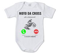 Body tutina per neonati con stampa divertente " moto da cross sta chiamando e io devo andare" idea regalo nascita - motocross - MADE IN ITALY (6 mesi)