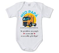 Body tutina per neonati con stampa mi opapà è un camionista, in pratica un papà normale ma molto più figo - MADE IN ITALY - regalo nascita - sorpresa per papà (3 mesi)