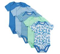 Body unisex per neonati Hanes Ultimate Flexy a maniche corte per bambini e bambine, confezione da 5, blu/verde, 6-12 mesi, USA