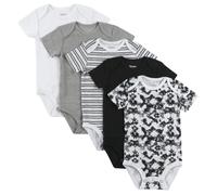 Body unisex per neonati Hanes Ultimate Flexy a maniche corte per bambini e bambine, confezione da 5, bianco/grigio/nero, 18-24 mesi, USA