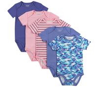 Body unisex per neonati Hanes Ultimate Flexy a maniche corte per bambini e bambine, confezione da 5, viola/rosa, 6-12 mesi, USA