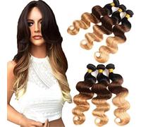 Body Wave Ombre Capelli umani brasiliani 100% non trasformati Fasci di capelli vergini Remy (3 Bundles, 14 16 18)