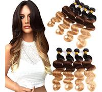 Body Wave Ombre Capelli umani brasiliani 100% non trasformati Fasci di capelli vergini Remy (4 Bundles, 22 24 26 28)