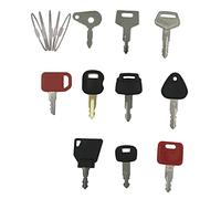 BODYA 10Pcs Master Accensione Chiave Escavatore Set con 5 Portachiavi per JCB John Deere Lucas Takeuchi Komatsu CAT Kobelco Kubota Volvo Plant Machinery Digger Trattore Dumper Dozer Rolle