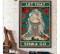 Bodyard Targa in metallo vintage con scritta "Let That She Go Yogi Namaste" floreale floreale vintage poster in metallo per bar, club musicali, decorazione da parete, 14 x 20 cm
