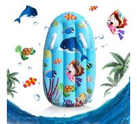 Bodyboard Gonfiabile, Hillylolly Tavola da Surf Gonfiabile Bambini, Tavoletta Nuoto Gonfiabile, con Manici, Portatile, Tavola Galleggiante, Tavola Gonfiabile per Bambini 3-14 Anni, 94 x 54 CM, Blu