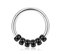 BodyBonita 16G Piercing al Setto - Acciaio Chirurgico 316L Septum Piercing Nostril Helix Orecchino Trago Piercing Naso Cerchio Cartilage Daith Piercing Naso Anello Argento 8mm Noir Oribit
