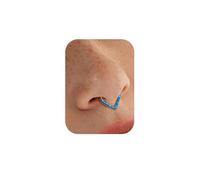 BodyBonita Blu Opale 16G Lacrima Septum Piercing Gioielleria - Acciaio Chirurgico 316L Anello Setto Incernierato Anelli Naso Cerchi Clicker Conch Helix Piercing Gioiello Daith Orecchino Oro 10 mm