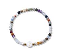 BodyBonita Braccialetti con Iniziale in Pietra Naturale - Elastico Bracciali Personalizzati in Madreperla Sintetica con Lettere P per Donna e Uomo