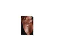 BodyBonita Collana Lunga Donna Colore Argento Con Ciondolo Croce E Cubic Zirconia Collanine Particolari Design Y-Shaped Layered Rosary Catenina Sottile Multifilo Necklace For Women