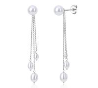 BodyBonita Orecchini Perle, 925 Sterling Silver Post Orecchino Perle Donna, Orecchini Anallergici Donna a Foglia di Ginkgo, Gioielli di Moda Colore Argento Chain-B