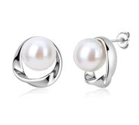 BodyBonita Orecchini Perle, 925 Sterling Silver Post Orecchino Perle Donna, Orecchini Anallergici Donna a Foglia di Ginkgo, Gioielli di Moda Colore Argento Stud-B