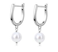 BodyBonita Orecchini Perle, 925 Sterling Silver Post Orecchino Perle Donna, Orecchini Anallergici Donna a Foglia di Ginkgo, Gioielli di Moda Colore Argento Hoop-A