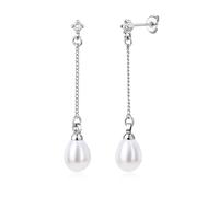 BodyBonita Orecchini Perle, 925 Sterling Silver Post Orecchino Perle Donna, Orecchini Anallergici Donna a Foglia di Ginkgo, Gioielli di Moda Colore Argento Dangle-A