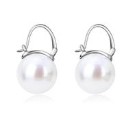 BodyBonita Orecchini Perle, 925 Sterling Silver Post Orecchino Perle Donna, Orecchini Anallergici Donna a Foglia di Ginkgo, Gioielli di Moda Colore Argento Hoop-B