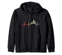 Bodybuilding Vintage Linea Cuore Bodybuilder ECG Felpa con Cappuccio