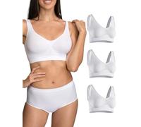 Bodyeffect - 3pz Reggiseno Modellante Senza Ferretto Extra-Comfort Brassiere Senza Cuciture Art. 110577 (L/XL, Bianco, 3pz)