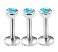 bodyjewellery 3 piercing per labbro da 16 g, 1/4 con filettatura interna, a forma di serpente, conchiglia, elice, monroe, trago, dalia, marilyn, colore verde acqua