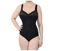 BODYPERFECT Body Donna Coppa D Contenitivo e Snellente Intimo Elegante in Pizzo Senza ferretto Scollatura sulla Schiena S-Nero