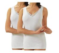 BODYPERFECT Canotta Donna Spalla Larga in Cotone con Scollo a v in Pizzo Pacco da 2