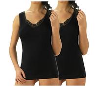 BODYPERFECT Canotta Donna Spalla Larga in Cotone con Scollo a v in Pizzo Pacco da 2