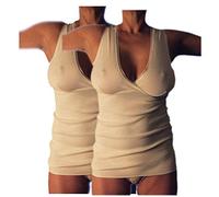 BODYPERFECT Set 2 Pezzi Canotta Spalla Larga Donna Salute Incrocio Seno Intimo Lana Vergine al 50% Camiciola Magliette Intime Made in Italy