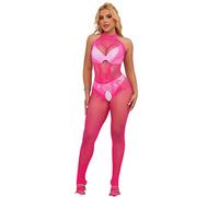 Bodystocking a Rete e Pizzo Subblime 952389 - Collo Alto, Rosa