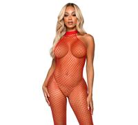 Bodystocking a Rete Leg Avenue Le Frivole - Collo Racer, Rosso