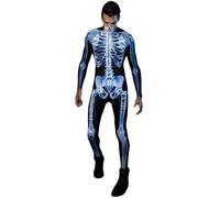Bodysuit Scheletro Costume Halloween Luminoso Traspirante Maniche Lunghe