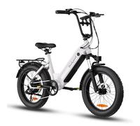 Bodywel F20 Bici Elettrica Adulto, 20x3.0 Fat Mountain E Bike Tutti i Terreni, Batteria 48V 13.5Ah, Motore 250W, 7 Velocità, Display LED da 4,5", Forcella Ammortizzata, Freni a Doppio Disco (Bianco)