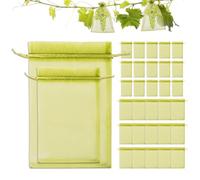 BODZWI 30 Pezzi Sacchetti Protezione Frutta, Sacchetti per Uva in Rete con Coulisse, 15x20cm e 20x30cm, Verde Militare, Protezione da Vespe, Uccelli e Insetti per Piante, Orto e Giardino