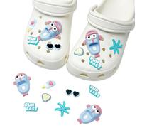 BODZWI 8 Pezzi Charm e Accessori, Ciondoli per Scarpe Tema Pesciolino Blu, Decorazioni per Zoccoli e Sandali, Regalo per Bambini e Adulti