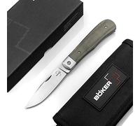 BÖKER PLUS® Bonfire - Coltello tascabile classico con sottile pinna a dita, coltello EDC con lama D2 da 8 cm, coltello pieghevole professionale in custodia (coltello tascabile Micarta)
