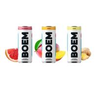 BOEM Hard Seltzer - MIX MANGO - ZENZERO - POMPELMO ROSA - 12 Lattine da 250ml Bevanda Alcolica Frizzante a basso contenuto Calorie - Senza Glutine - Senza Zucchero - Vegan -