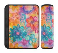 Boemia arancione floreale 2 Pack cintura di sicurezza copre il collo e le spalle per la maggior parte delle auto Protector para cinturón de carro