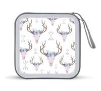 Boemia Bull Skull and Arrow Funny CD Case Holder Organizer 40 Capacità DVD Collection Storage Bag Wallet Book per Auto Casa Viaggio