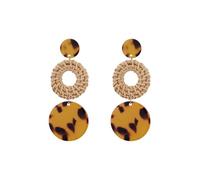 Boemia Coreano Handmade Legno di Bambù Geometrico Rattan Weave Paglia Maglia Vite Orecchini A Goccia Per Le Donne Boho Partito, Misura unica, Agata