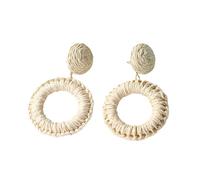 Boemia Coreano Handmade Legno di Bambù Geometrico Rattan Weave Paglia Maglia Vite Orecchini A Goccia Per Le Donne Boho Partito, Misura unica, Agata