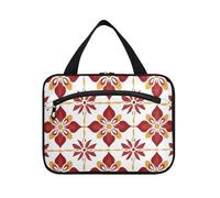 Boemia India Rosetta Modello Rosso Floreale Hanging Kit per gli Uomini con Gancio, Designer Carino Kit da Barba Borsa per Uomo per Crociera Viaggio Backpacking bolso de maquillaje para Mujer L