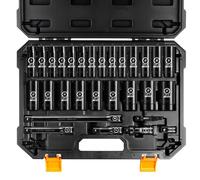 boen Set di 29 bussole metriche da 1/2", bussole profonde a impatto (8 mm-32 mm), a 6 punti, per riparazione auto, con custodia portatile, acciaio CR-V