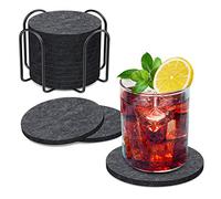 BOENFU Sottobicchieri in Feltro Rotondi per Bicchieri, Set da 12, Grigio Scuro per Bevande, Bar, Tazze, da Tavolo, Con Supporto, Regali Unici