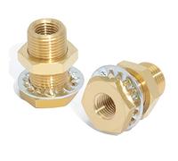 Boeray Raccordo per tubo in ottone, 2 pezzi, 1/4" NPT femmina 15/16" lunghezza paratia raccordo serbatoio paratia raccordo telaio capezzolo