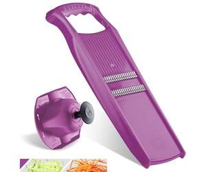 Börner Affettaverdure Roko PowerLine Set (2 pezzi) • Tagliaverdure per frutta & verdura + Portaverdure • Mandolina a Julienne • Grattugia per verdure • Set di Grattugie da Cucina (Viola)