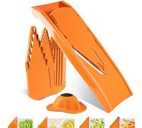 Börner Affettaverdure V1 (Set Iniziale) • Affettatrice a V con 4 Inserti & Portaverdure • Mandolina Regolabile per Verdure & Frutta • Tagliaverdure per Fette, Strisce & Cubetti • Arancione
